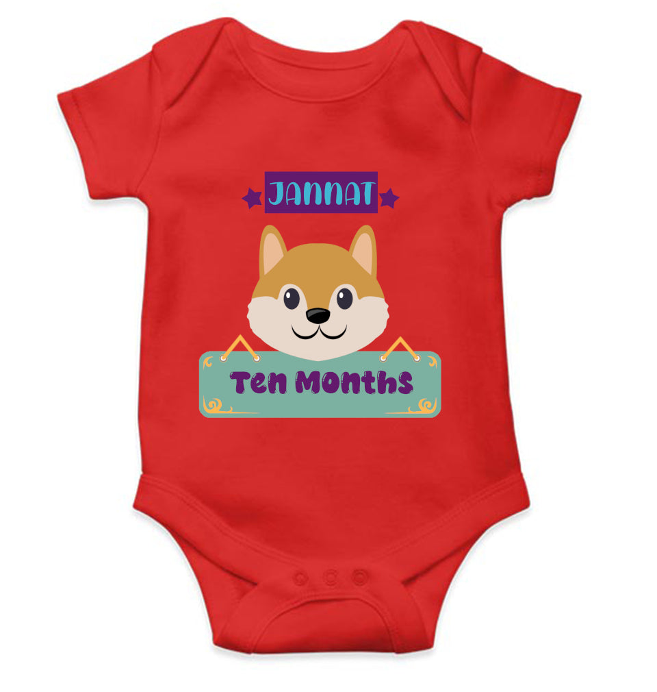 Custom Name Ten Months Rompers for Baby Girl- FunkyTeesClub
