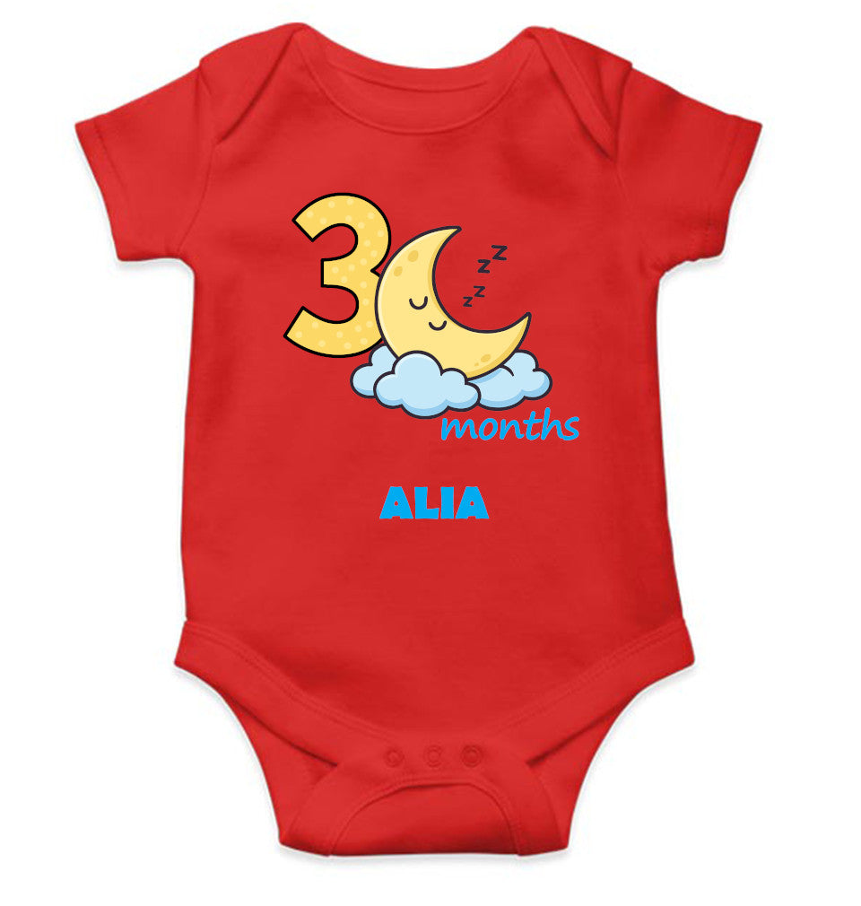 Custom Name Third Month Rompers for Baby Girl- FunkyTeesClub