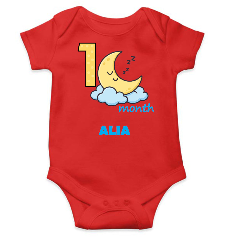 Custom Name First Month Rompers for Baby Girl- FunkyTeesClub