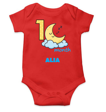 Custom Name First Month Rompers for Baby Girl- FunkyTeesClub