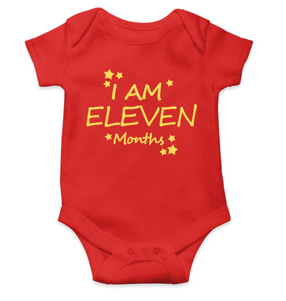 I Am Eleven Months Rompers for Baby Girl- FunkyTeesClub