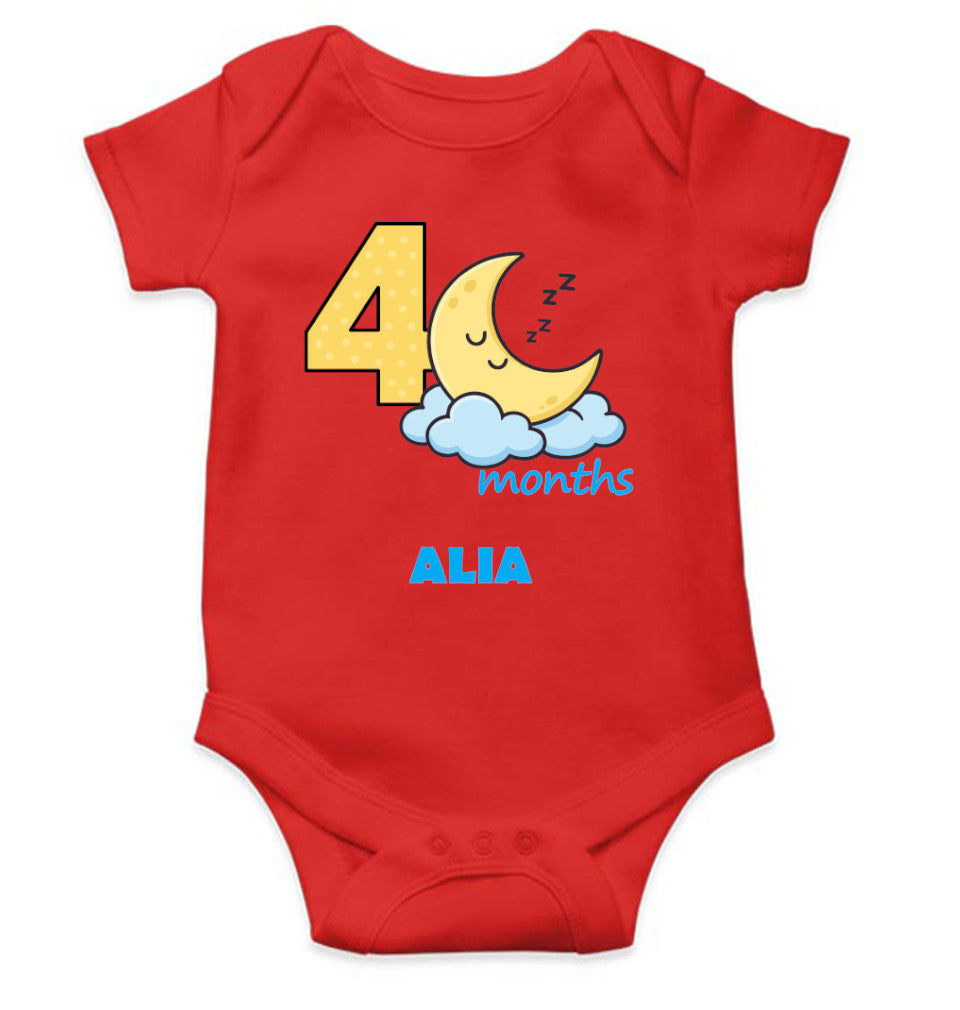 Custom Name Fourth Month Rompers for Baby Girl- FunkyTeesClub