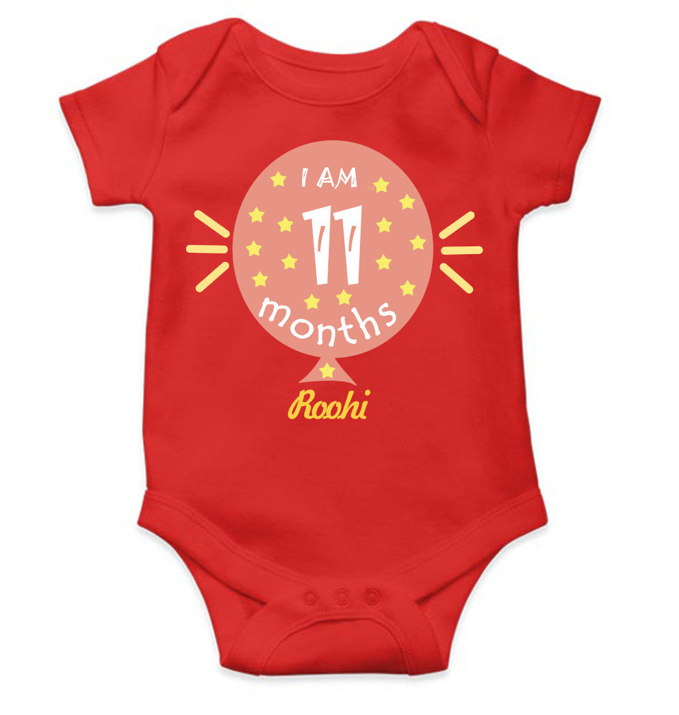 I Am Eleven Months Rompers for Baby Girl- FunkyTeesClub
