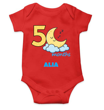 Custom Name Fifth Month Rompers for Baby Girl- FunkyTeesClub