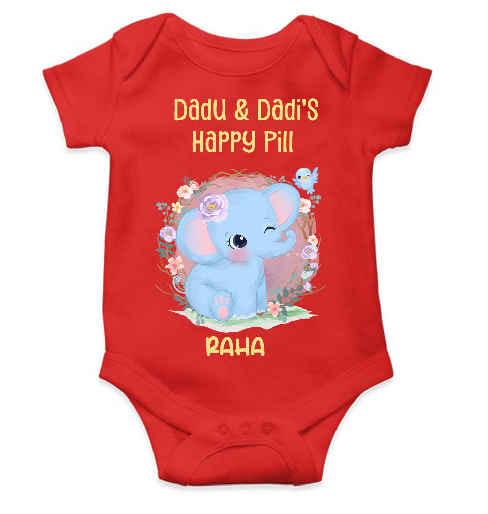 Custom Name Dada Dadis Happy Pill New Born Rompers for Baby Girl- FunkyTeesClub