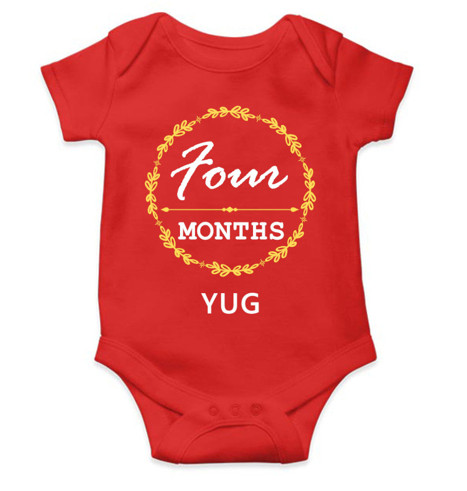 Custom Name Four Months Rompers for Baby Boy- FunkyTeesClub