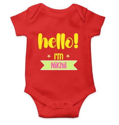 Custom Name Hello New Born Rompers for Baby Boy- FunkyTeesClub