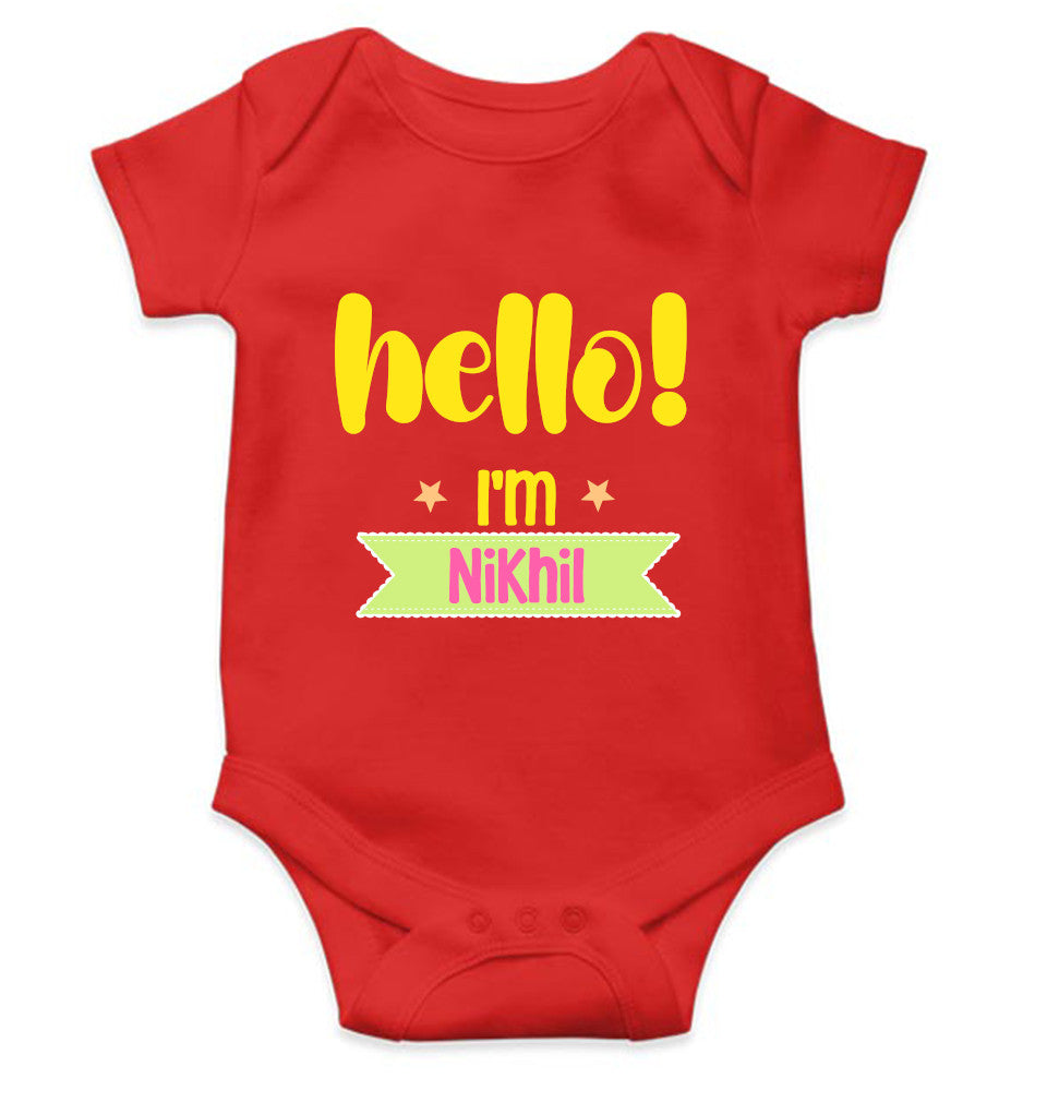 Custom Name Hello New Born Rompers for Baby Boy- FunkyTeesClub