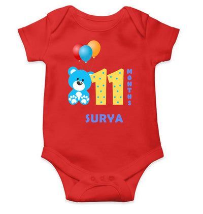 Custom Name Eleventh Month Rompers for Baby Boy- FunkyTeesClub