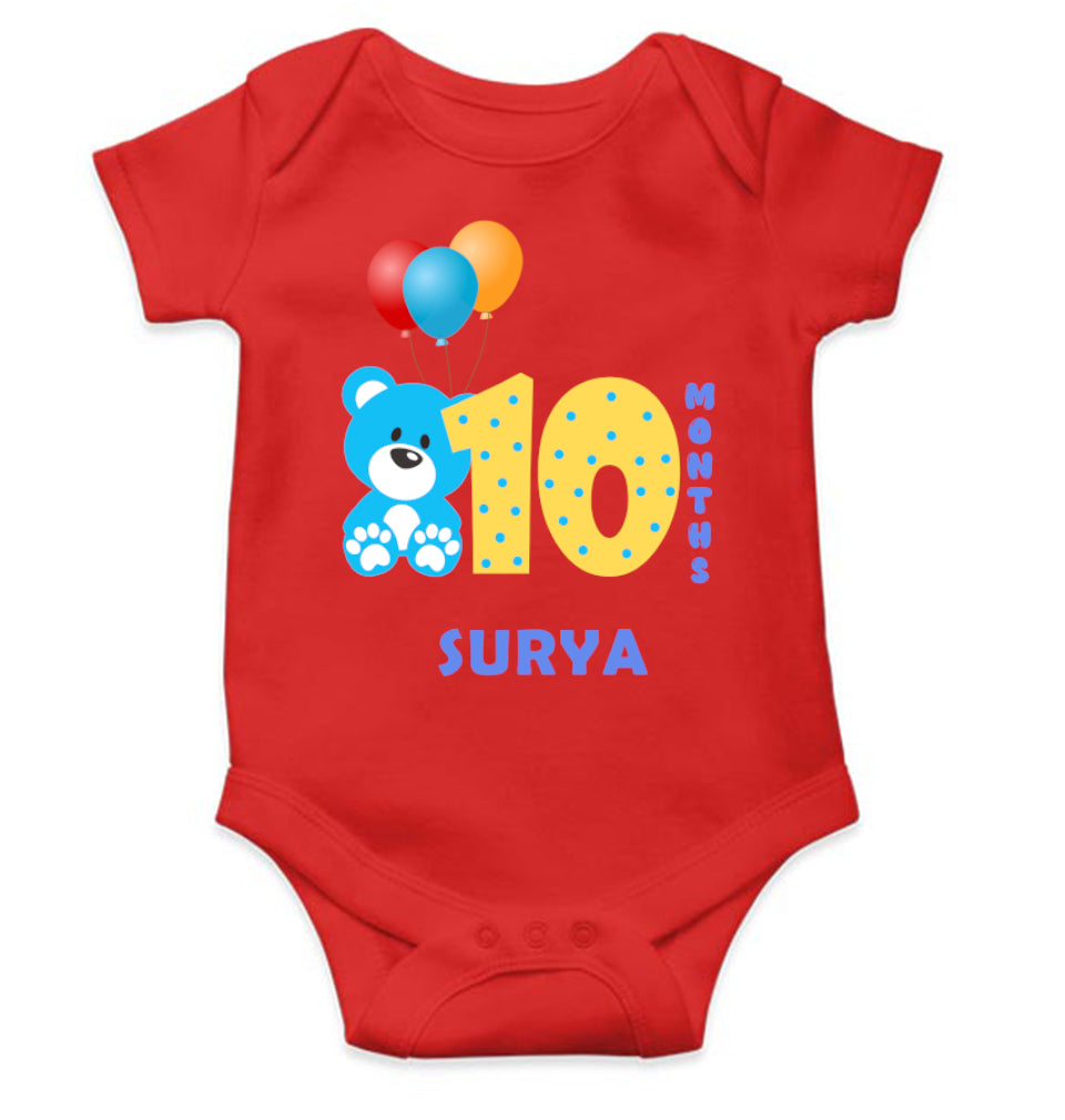 Custom Name Tenth Month Rompers for Baby Boy- FunkyTeesClub