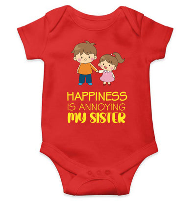 Happiness Is Annoying My Sister Rakshabadhan Rompers for Baby Boy- FunkyTeesClub