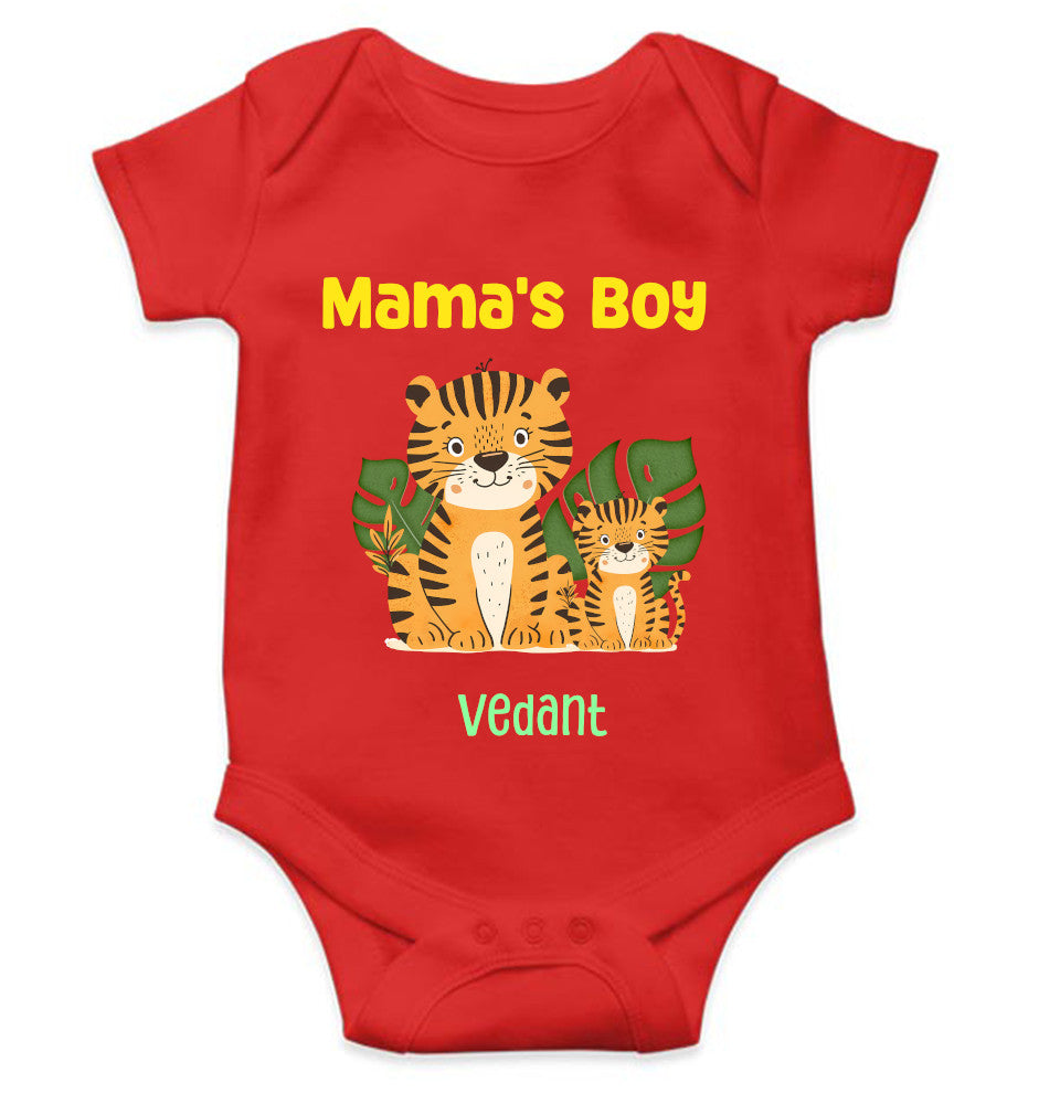 Custom Name Mamas Boy New Born Rompers for Baby Boy- FunkyTeesClub