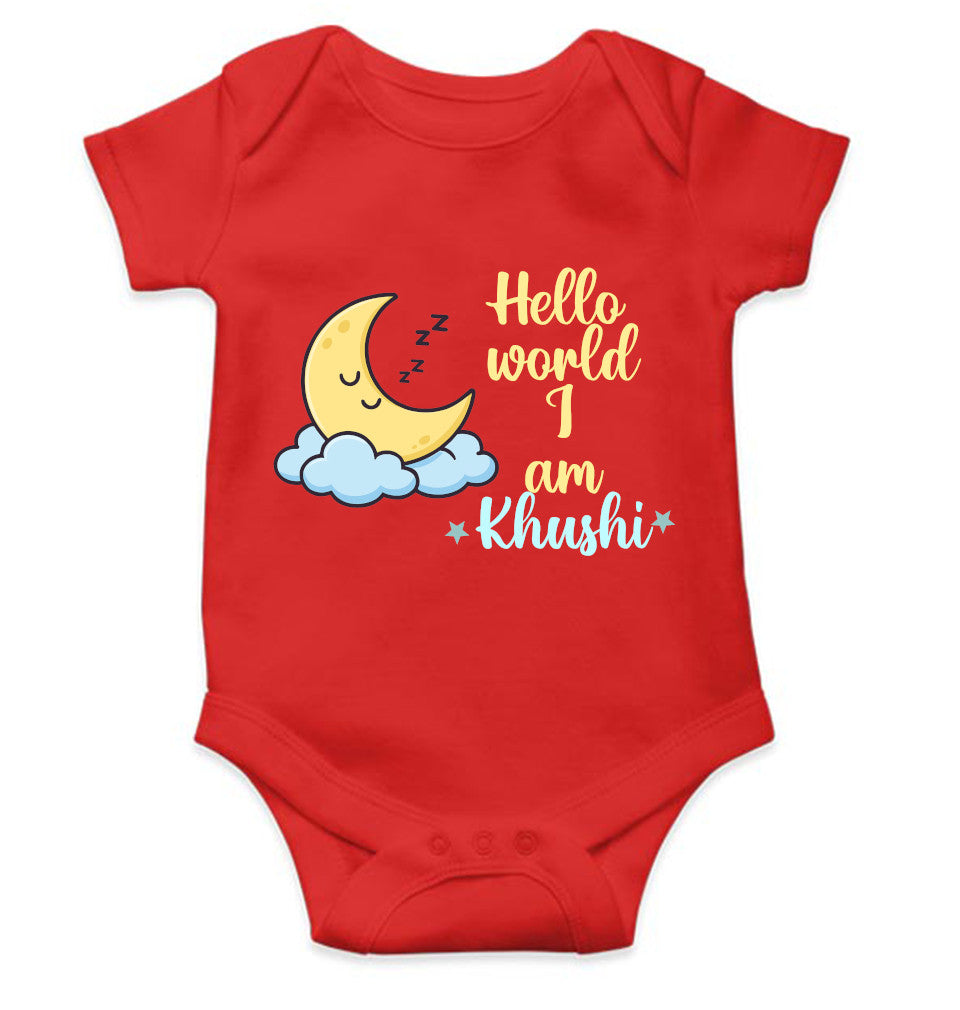 Custom Name Hello World New Born Rompers for Baby Girl- FunkyTeesClub