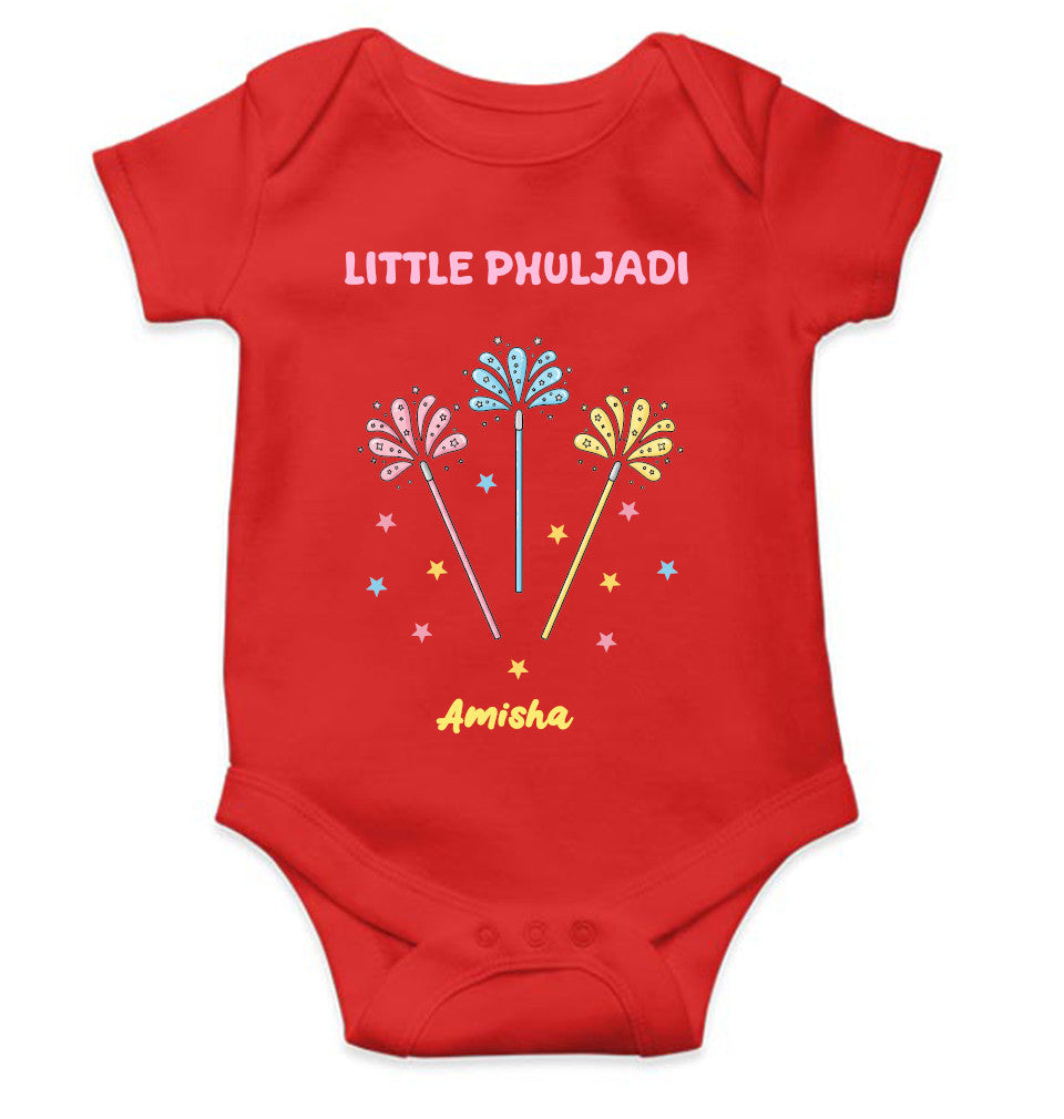 Custom Name Little Phuljadi Diwali Rompers for Baby Girl- FunkyTeesClub