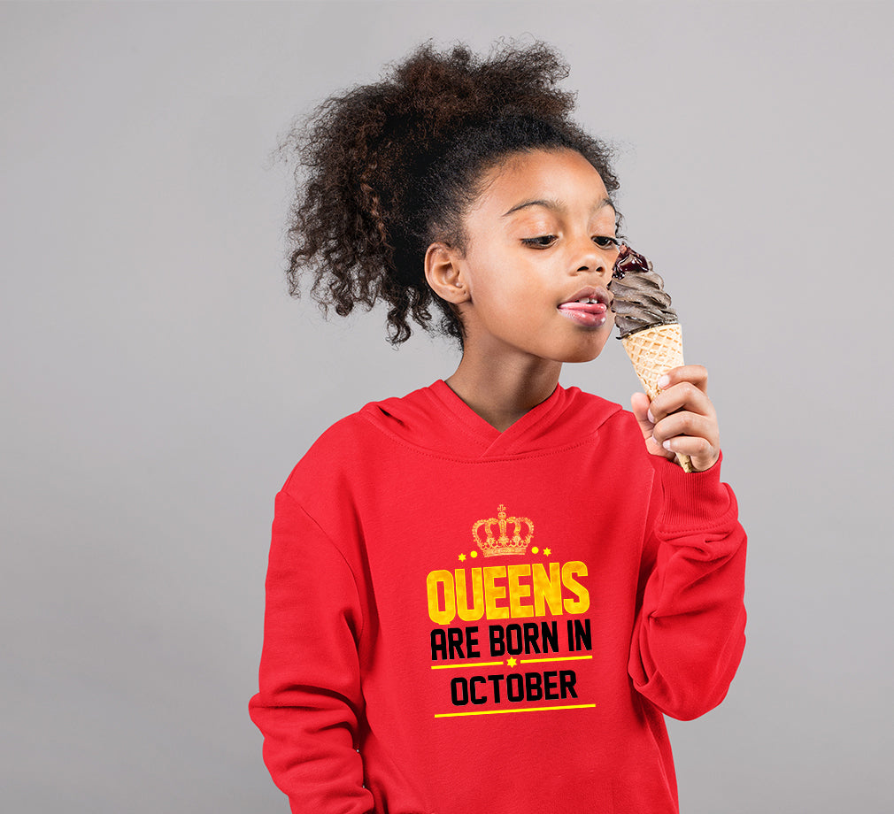 Queens Are Born In October Girl Hoodies-FunkyTeesClub