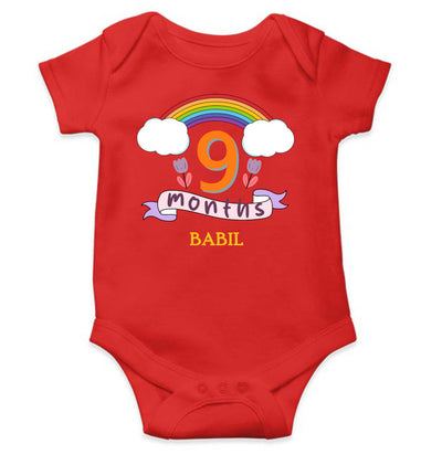 Custom Name Ninth Month Rompers for Baby Boy- FunkyTeesClub