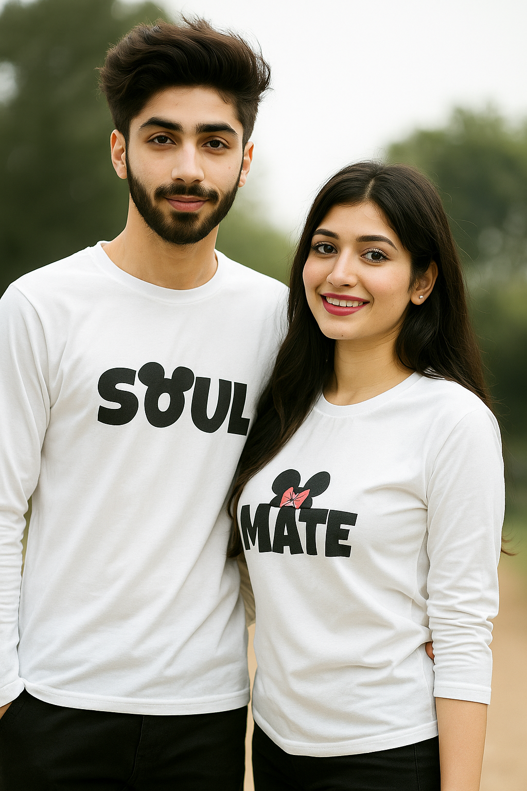 Soul Mate Couple Full Sleeves T-Shirts -FunkyTees
