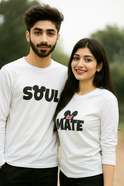 Soul Mate Couple Full Sleeves T-Shirts -FunkyTees