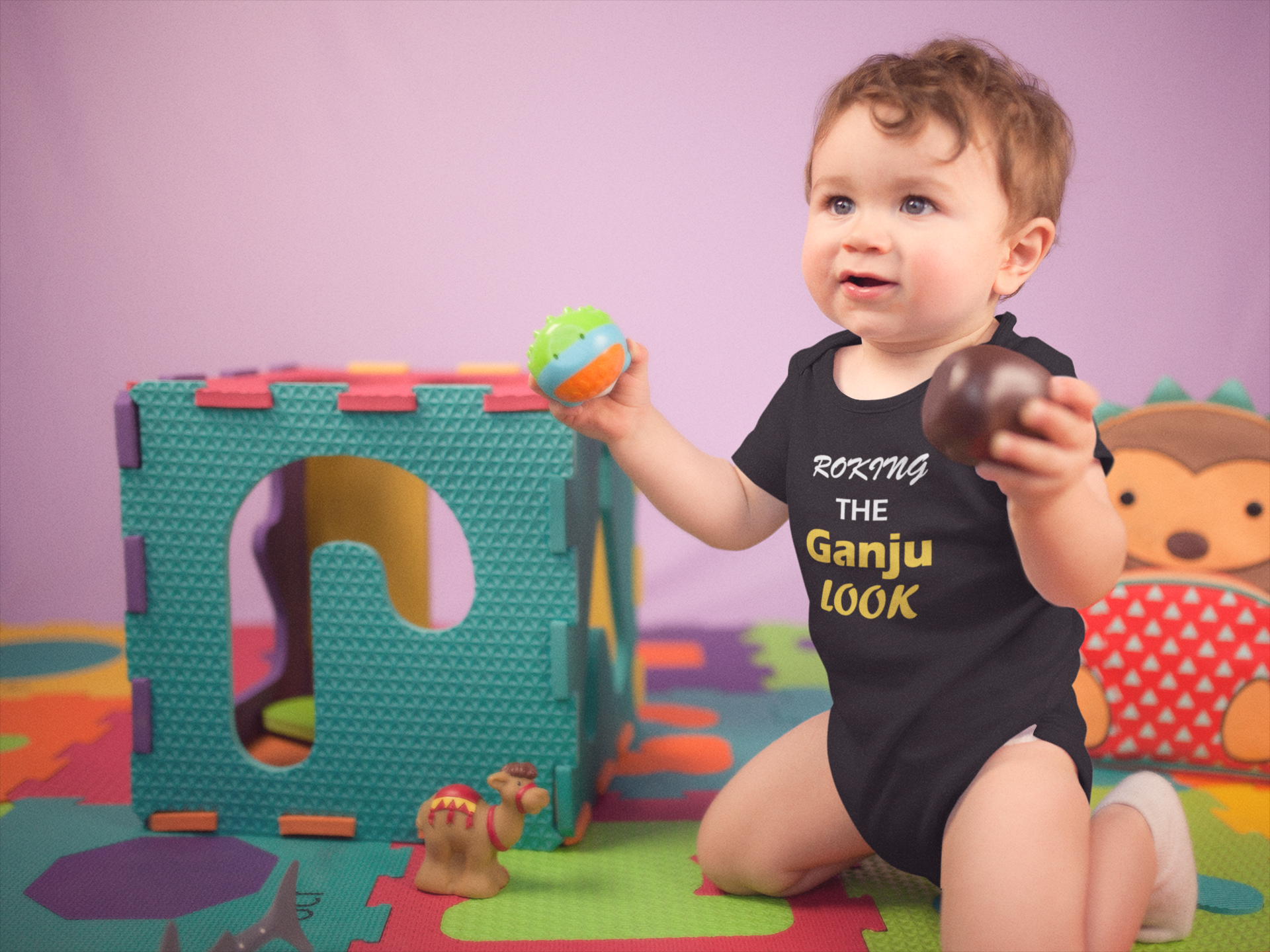 Rockin The Ganja Look Black Rompers for Baby Boy - FunkyTeesClub