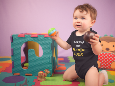 Rockin The Ganja Look Black Rompers for Baby Boy - FunkyTeesClub