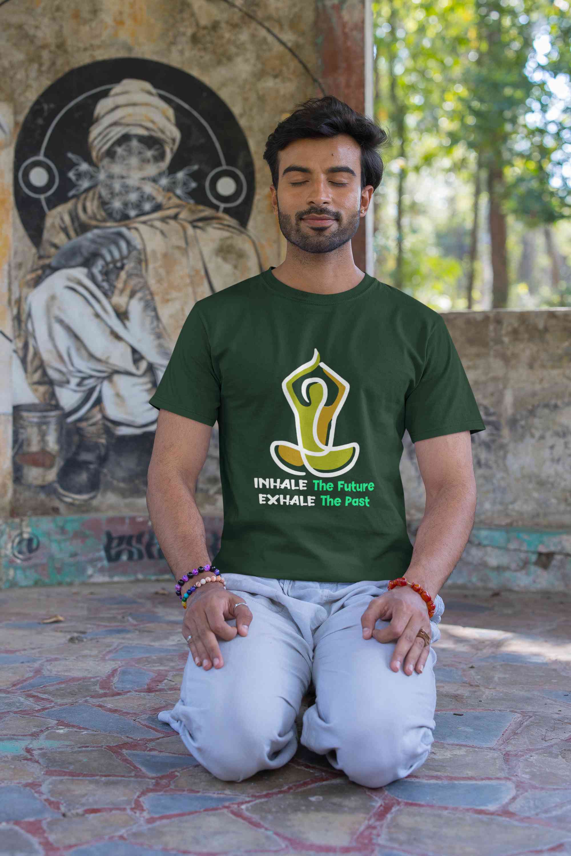 Inhale Exhale Yoga Mens Half Sleeves T-shirt- FunkyTeesClub