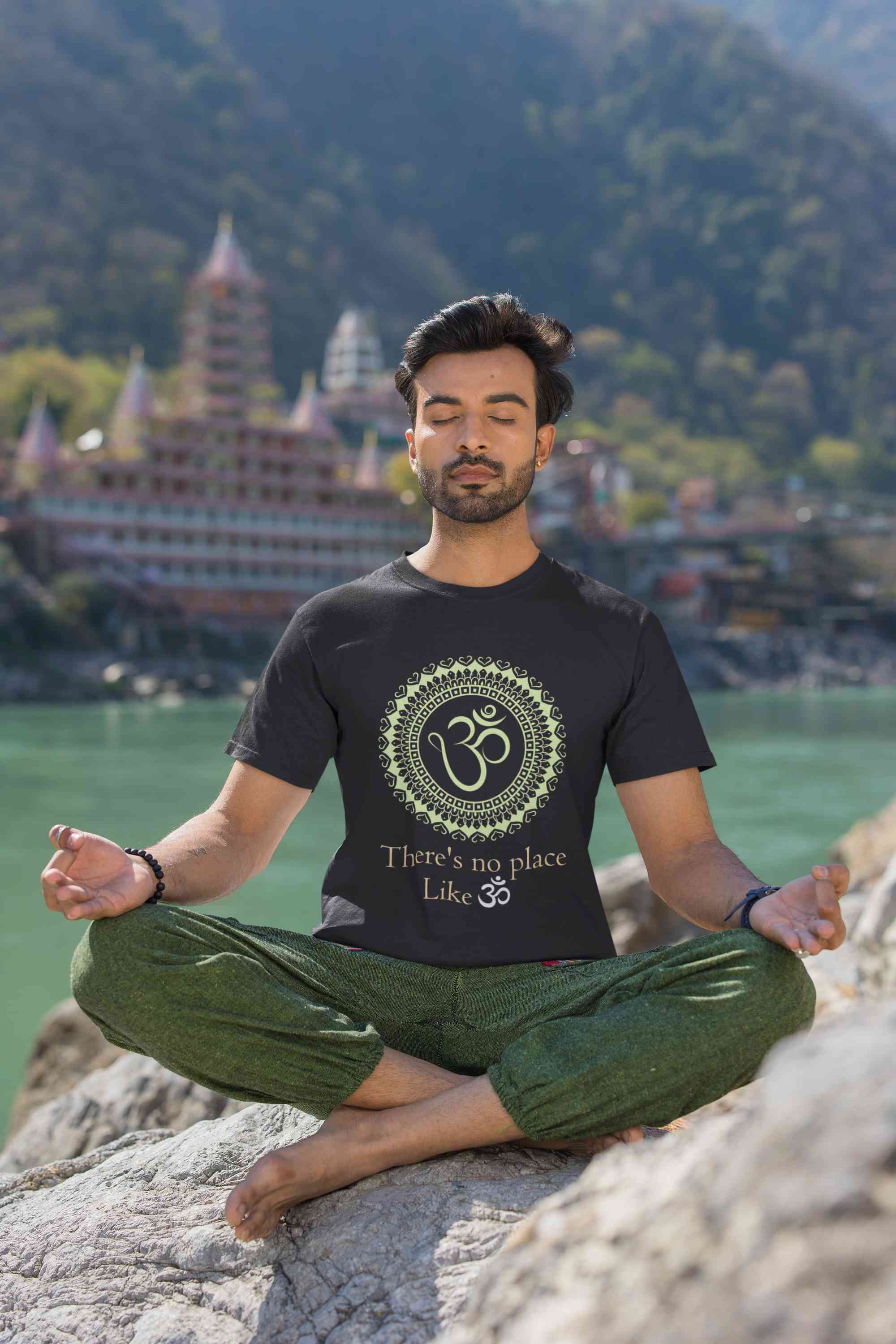 Om Yoga Mens Half Sleeves T-shirt- FunkyTeesClub