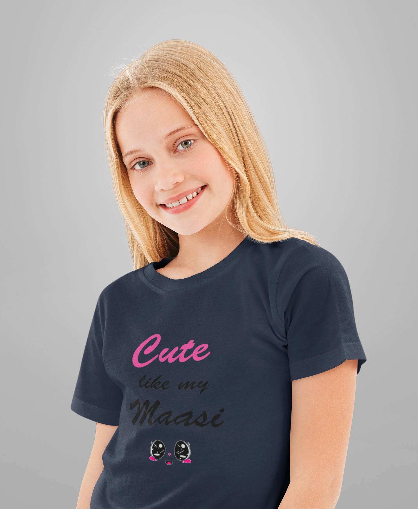 Cute Like My Maasi Half Sleeves T-Shirt For Girls -FunkyTeesClub