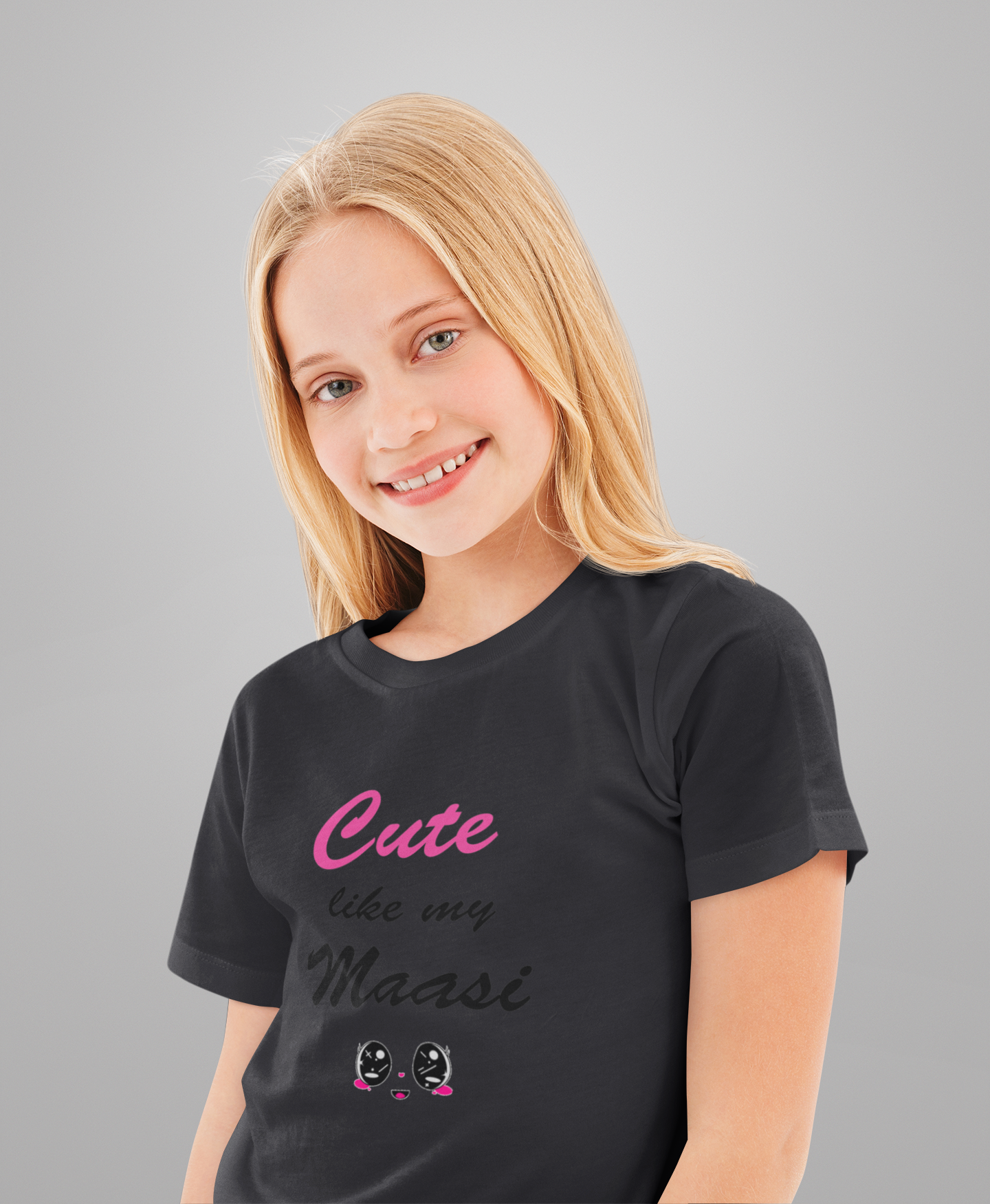 Cute Like My Maasi Half Sleeves T-Shirt For Girls -FunkyTeesClub