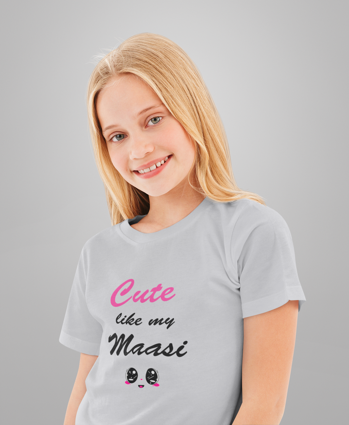 Cute Like My Maasi Half Sleeves T-Shirt For Girls -FunkyTeesClub