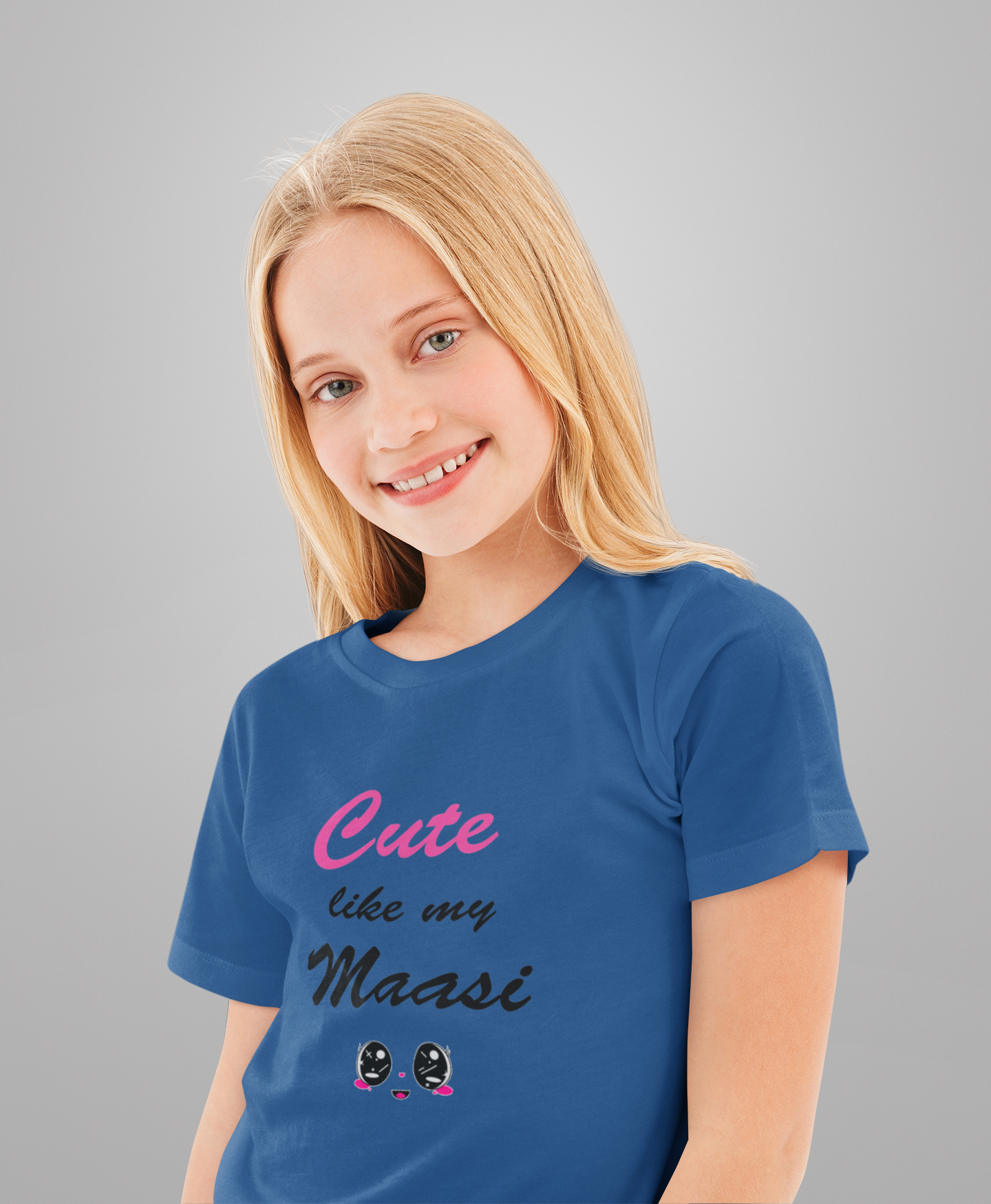 Cute Like My Maasi Half Sleeves T-Shirt For Girls -FunkyTeesClub