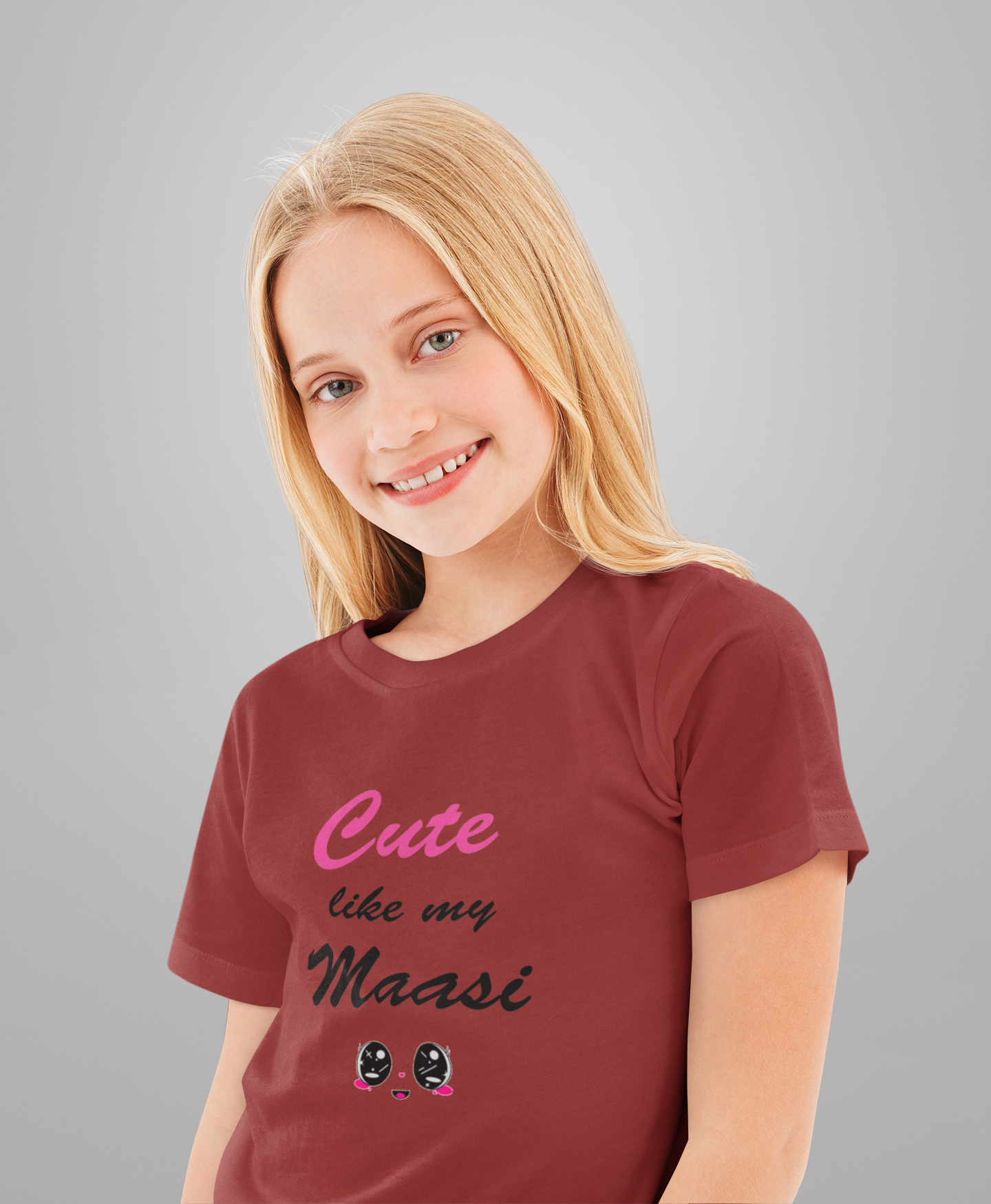 Cute Like My Maasi Half Sleeves T-Shirt For Girls -FunkyTeesClub