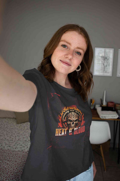 Flaming Skull Women Half Sleeves T-shirt- FunkyTeesClub