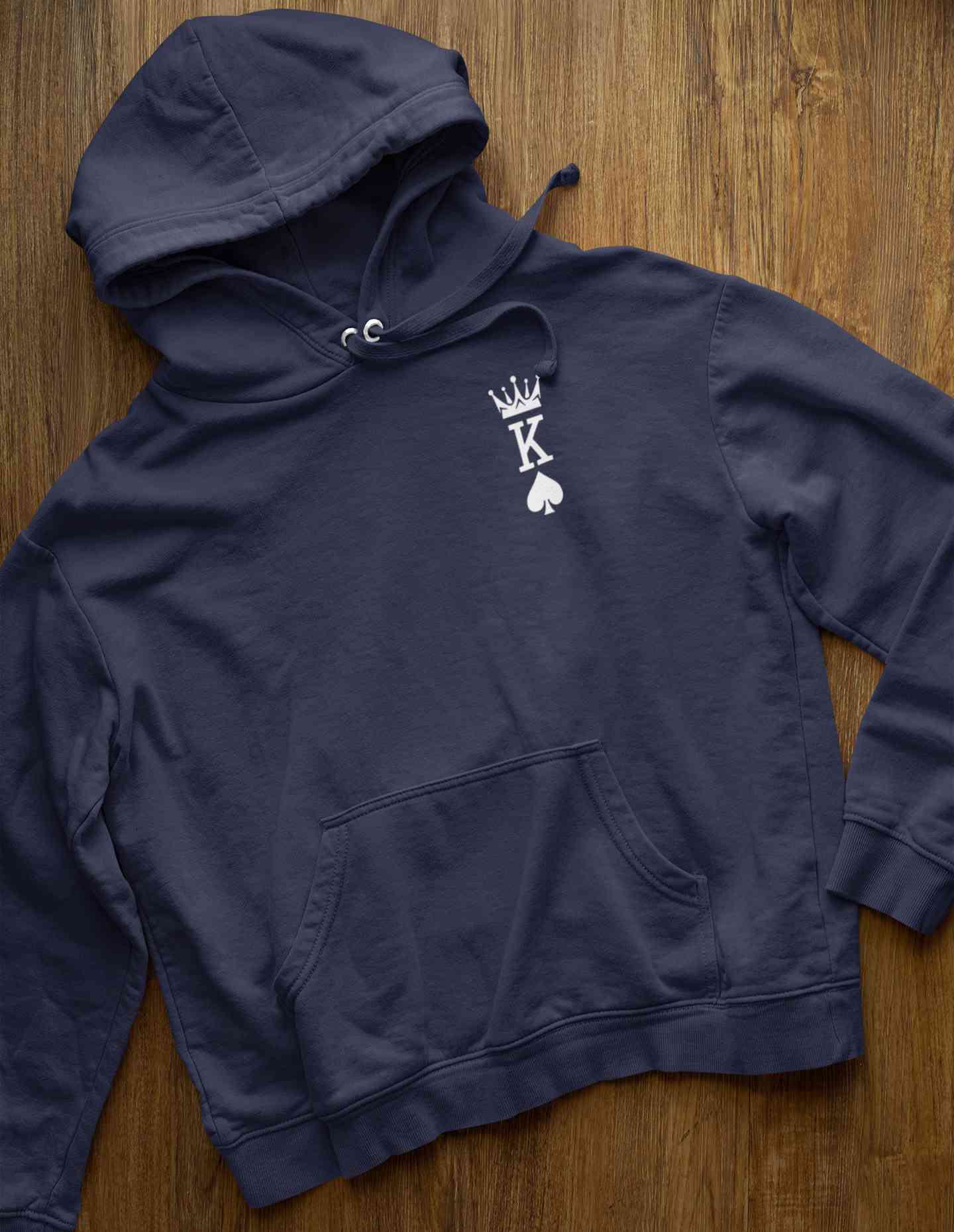 Herren Krone King Of Spades Poker Side Pocket Men Hoodies-FunkyTeesClub