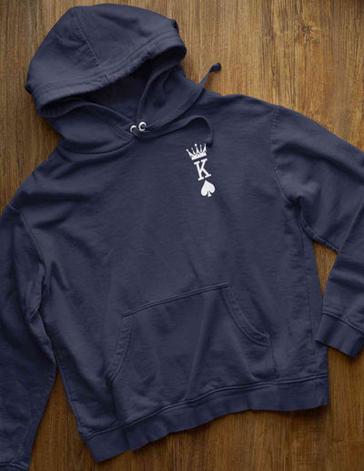 Herren Krone King Of Spades Poker Side Pocket Men Hoodies-FunkyTeesClub