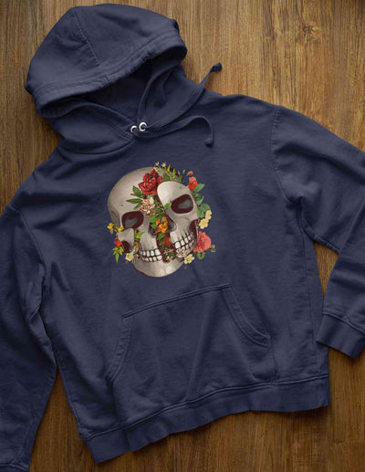 Floral And Skull Print Hoodies for Women-FunkyTeesClub