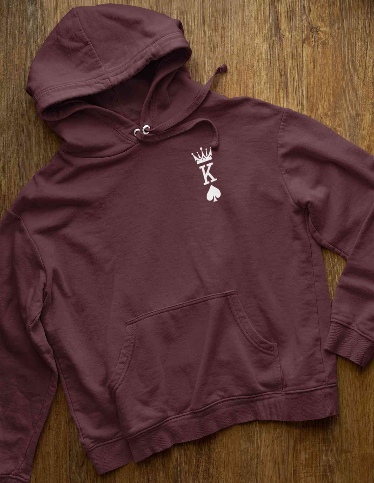 Herren Krone King Of Spades Poker Side Pocket Men Hoodies-FunkyTeesClub