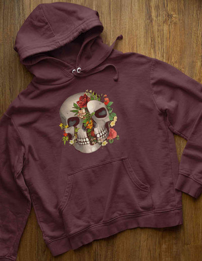 Floral And  Skull Print Men Hoodies-FunkyTeesClub