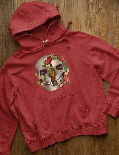 Floral And Skull Print Hoodies for Women-FunkyTeesClub