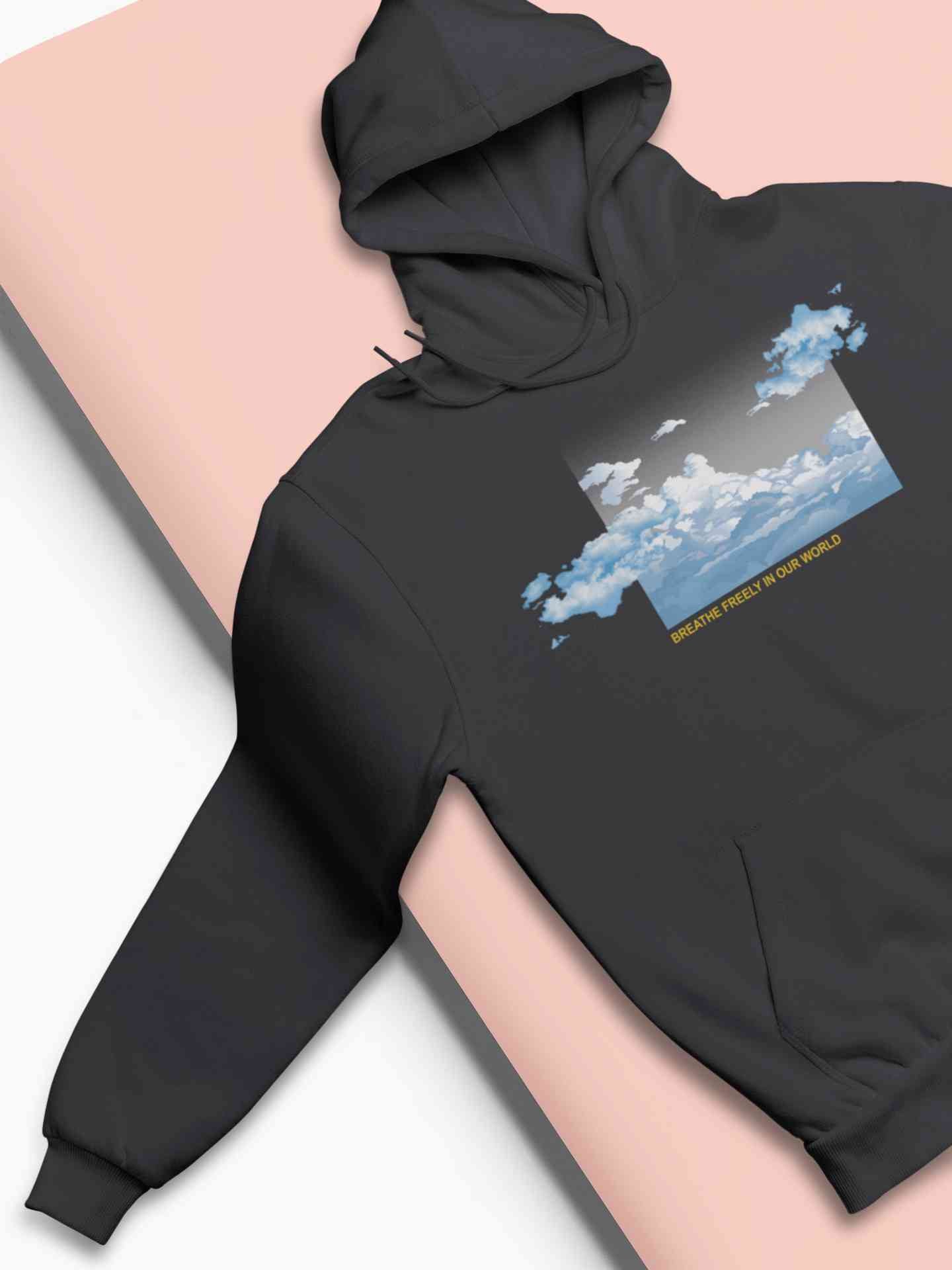 Cloud And Slogan Print Men Hoodies-FunkyTeesClub