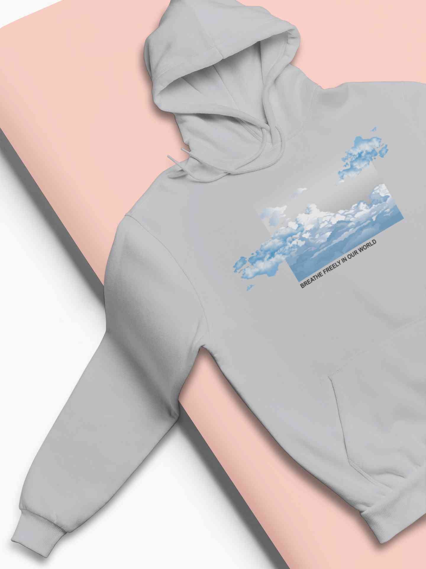 Cloud And Slogan Print Hoodies for Women-FunkyTeesClub