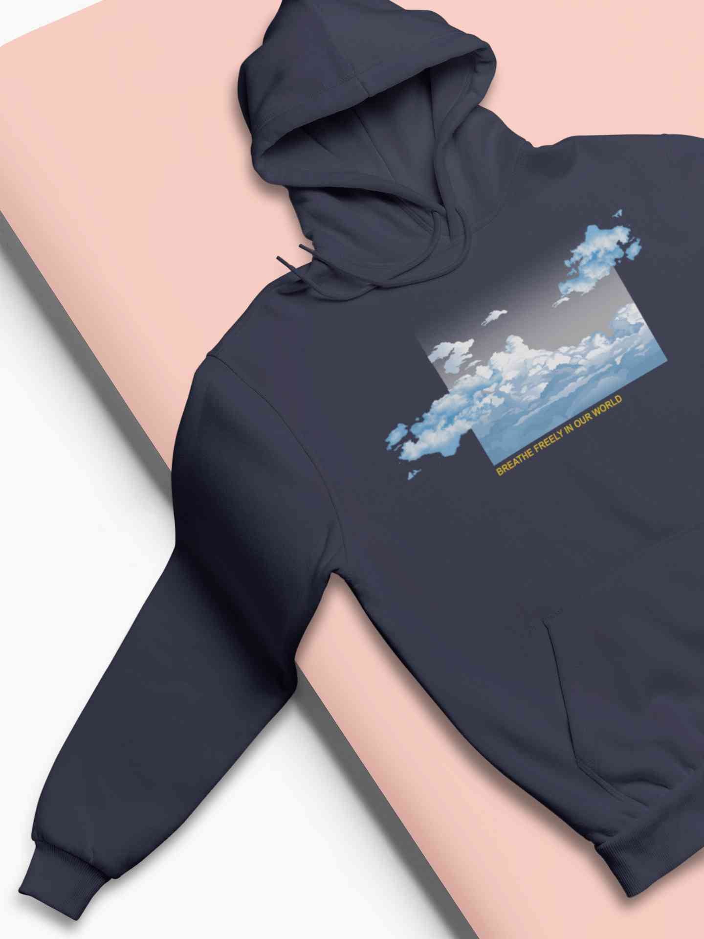 Cloud And Slogan Print Hoodies for Women-FunkyTeesClub