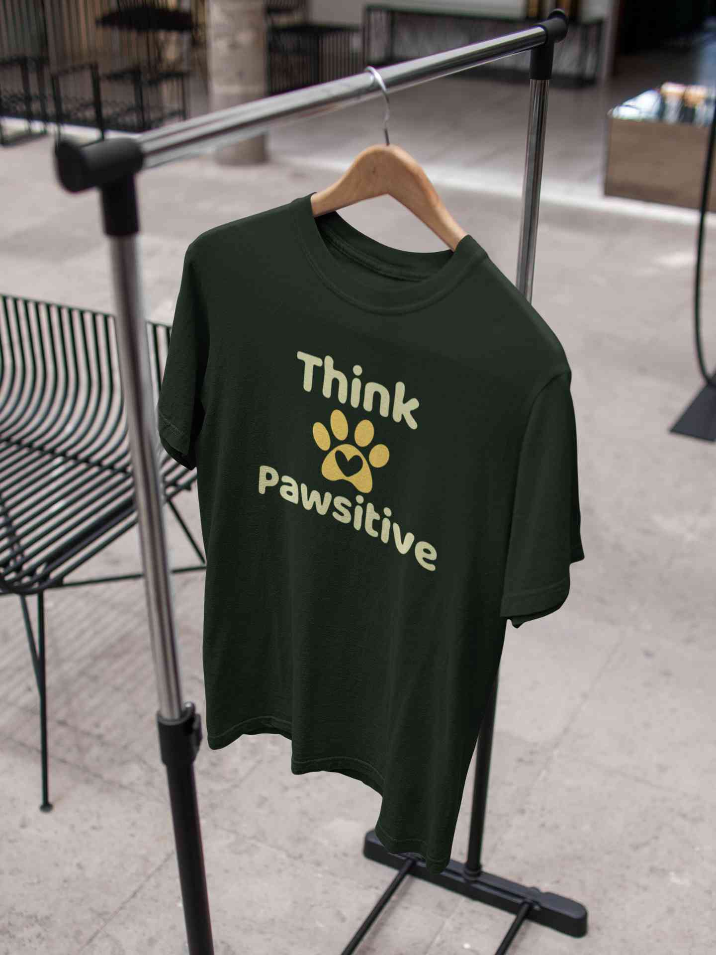 Think Pawsitive Mens Half Sleeves T-shirt- FunkyTeesClub