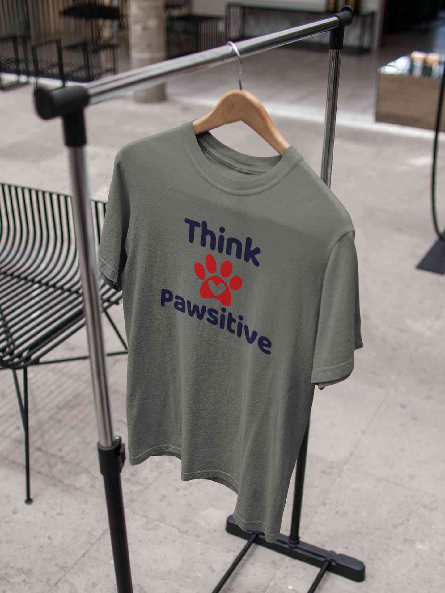 Think Pawsitive Mens Half Sleeves T-shirt- FunkyTeesClub