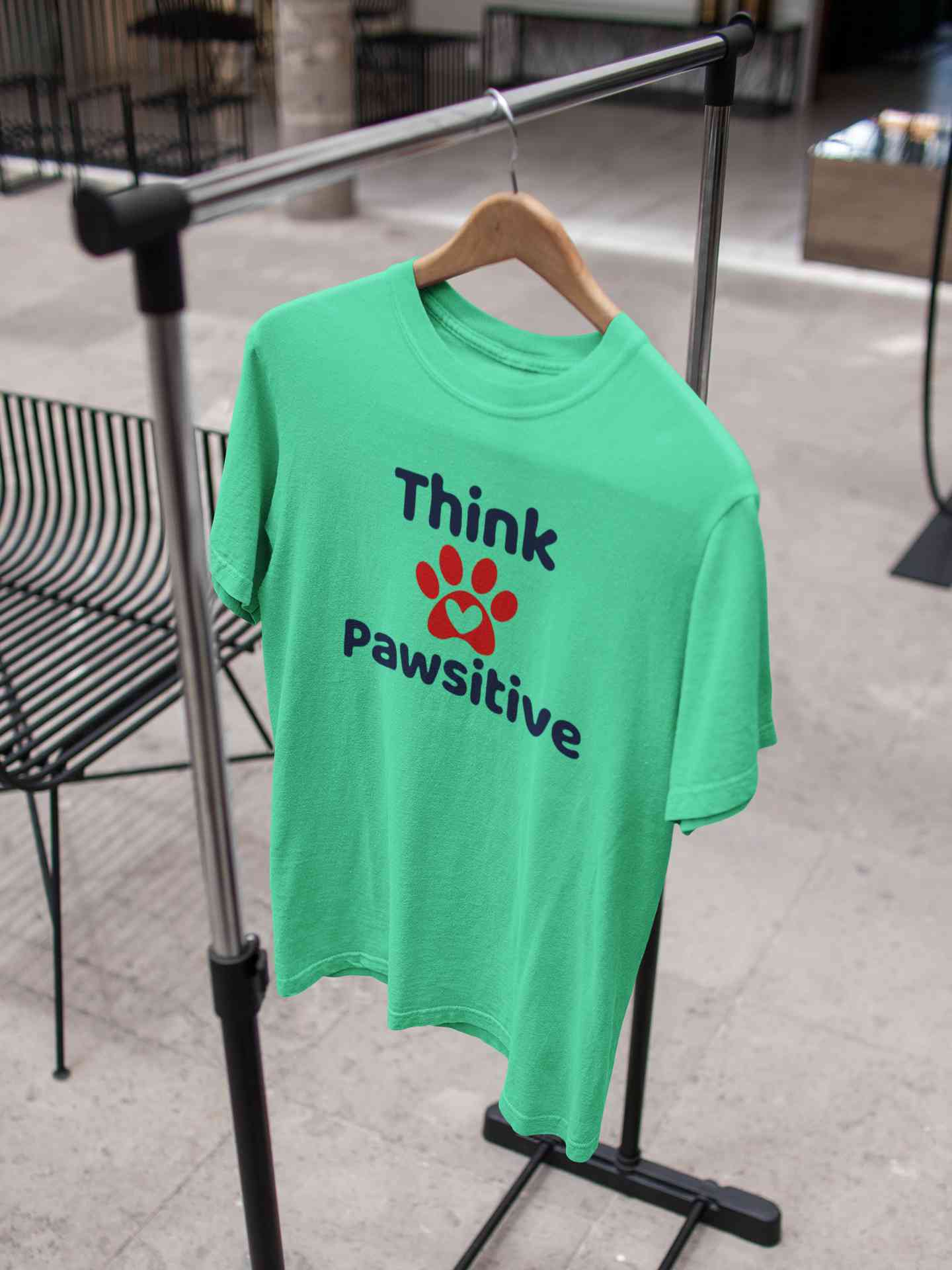 Think Pawsitive Mens Half Sleeves T-shirt- FunkyTeesClub