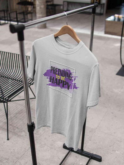 Pretending To Be Happy Mens Half Sleeves T-shirt- FunkyTeesClub