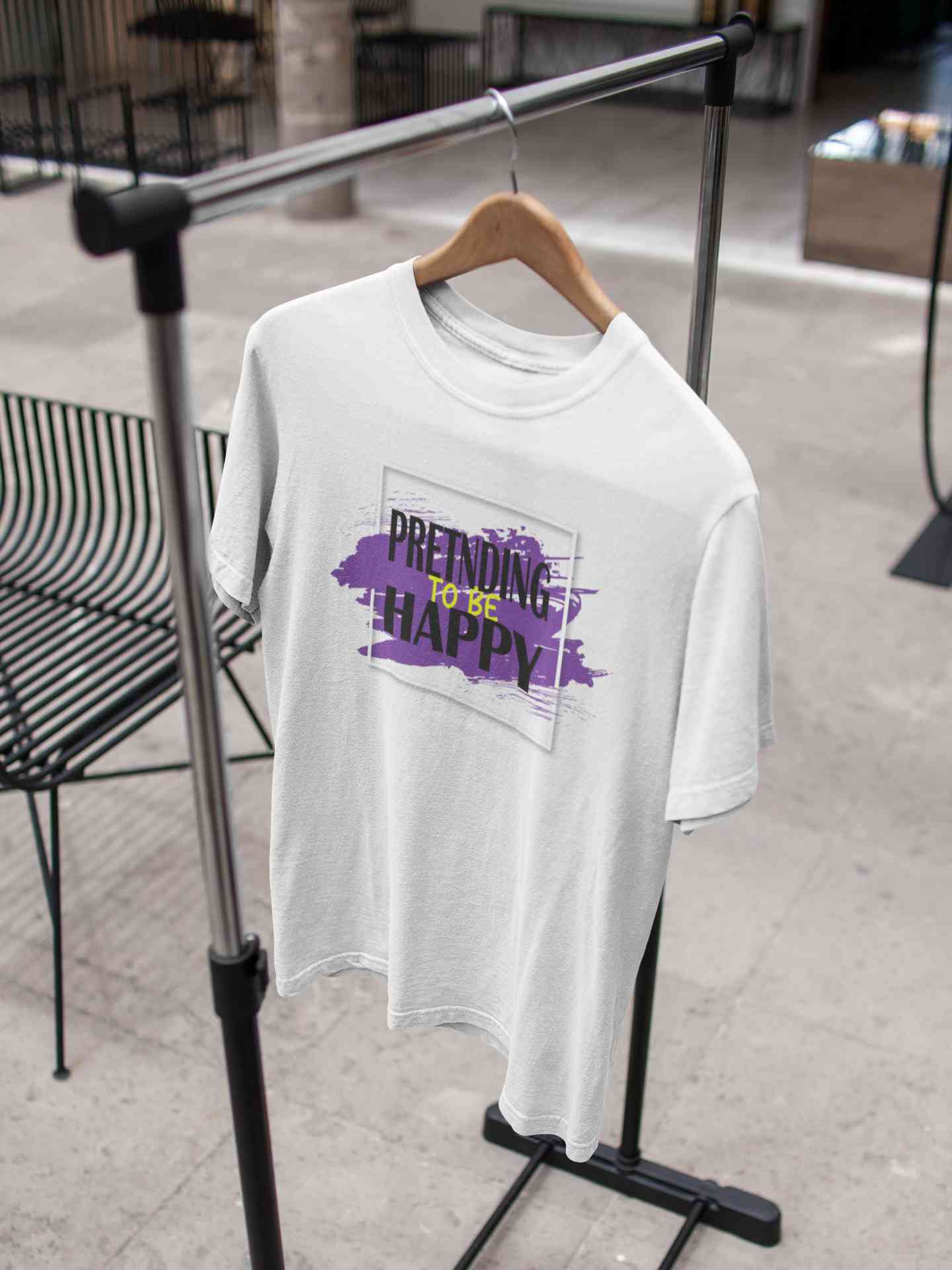 Pretending To Be Happy Mens Half Sleeves T-shirt- FunkyTeesClub