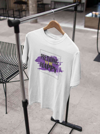 Pretending To Be Happy Mens Half Sleeves T-shirt- FunkyTeesClub