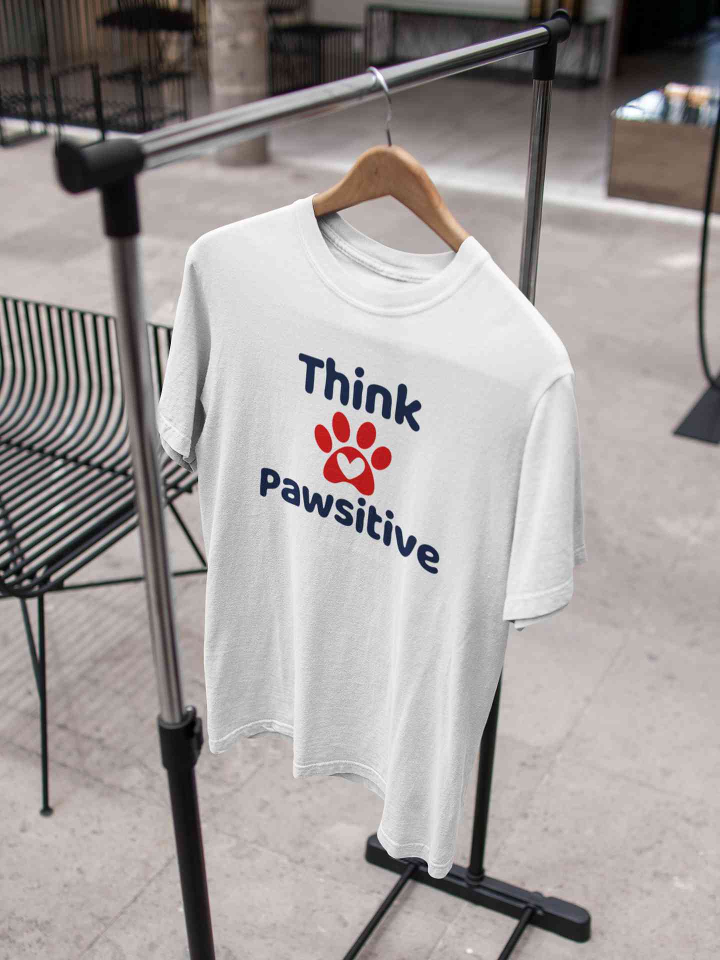 Think Pawsitive Mens Half Sleeves T-shirt- FunkyTeesClub