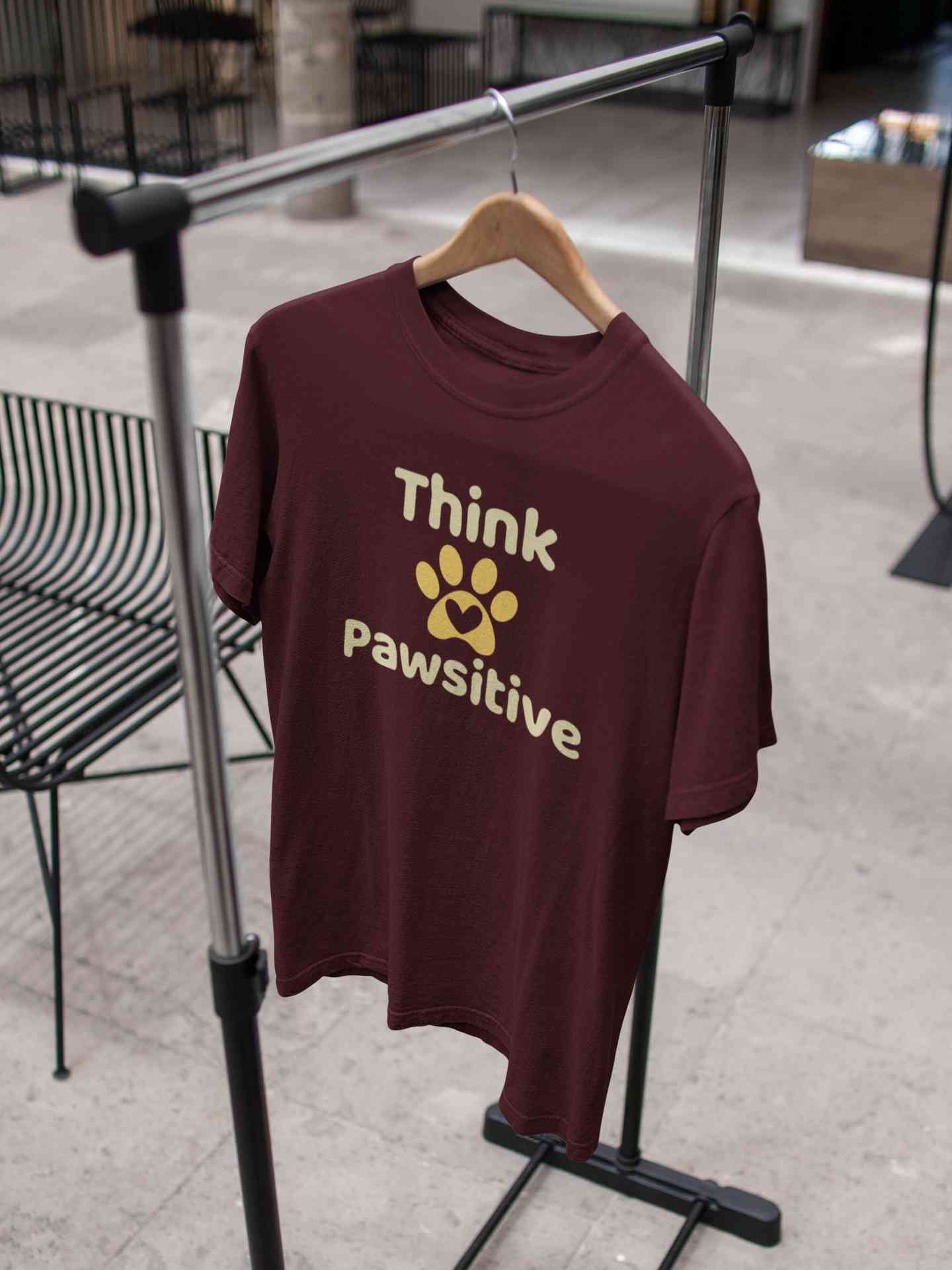 Think Pawsitive Mens Half Sleeves T-shirt- FunkyTeesClub
