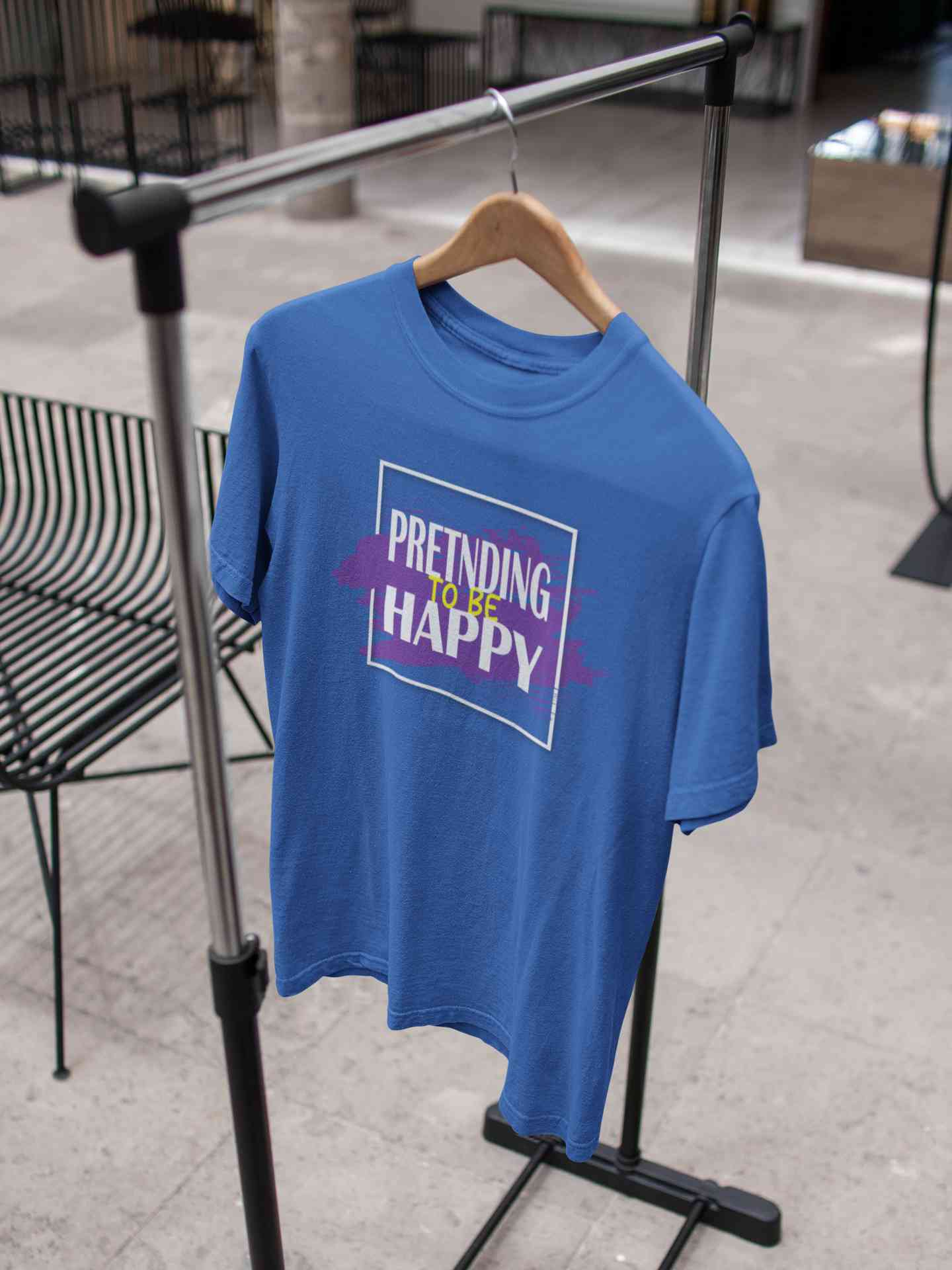 Pretending To Be Happy Mens Half Sleeves T-shirt- FunkyTeesClub